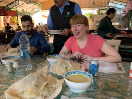 Eating mansaf in a restaurant in Jerash