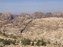 View of the Siq (narrow canyon) leading to Petra, which is hidden